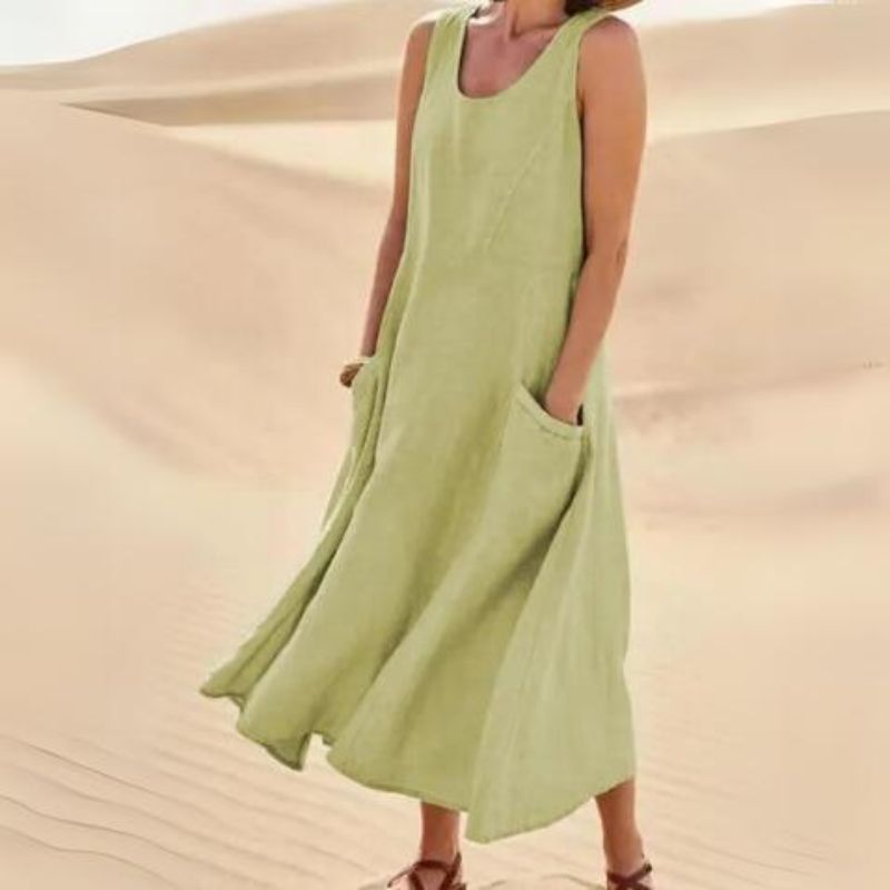 Andrea - Solid casual loose long summer dresses