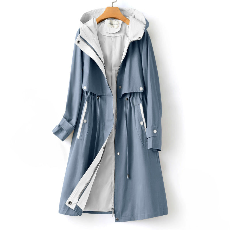 Velina | Hooded Trench Coat with Drawstring Waist - Stylish & Functional Outerwear