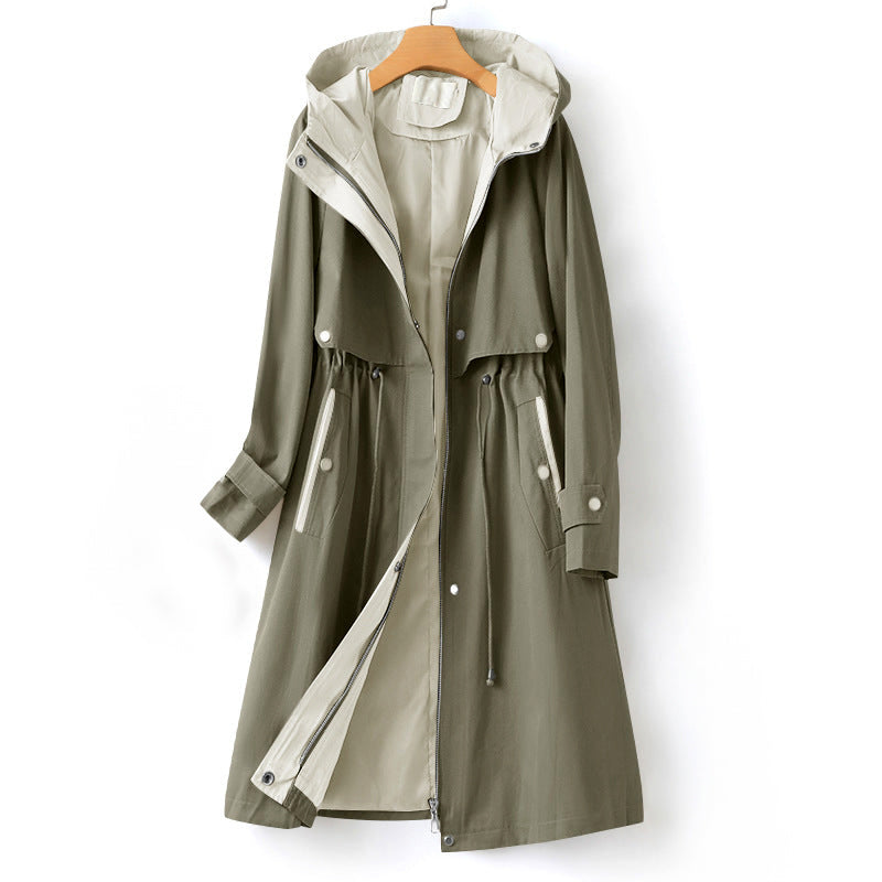 Velina | Hooded Trench Coat with Drawstring Waist - Stylish & Functional Outerwear