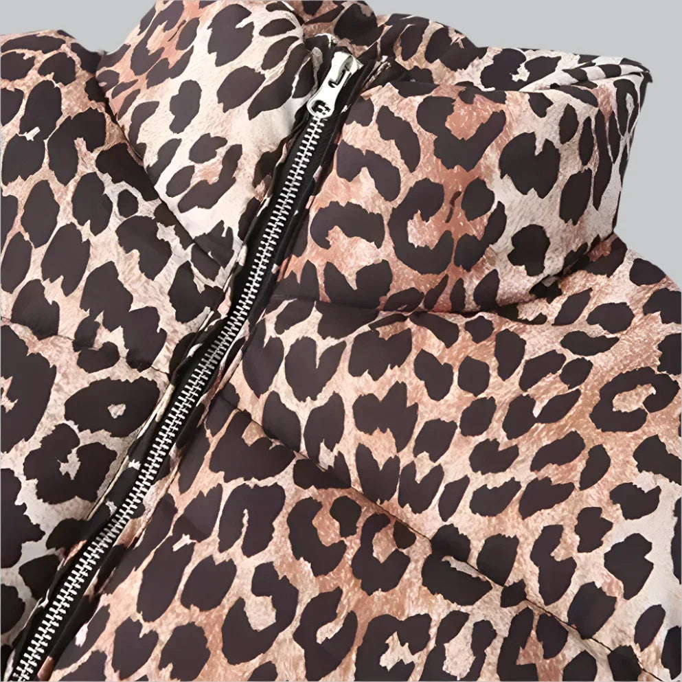Versatile leopard print padded jacket for women