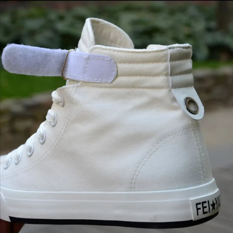 High-Top Canvas Sneakers for Men - Breathable, Non-Slip, Flat Design Shoes