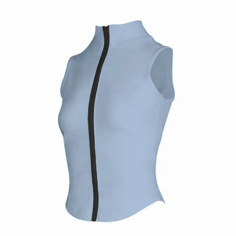 Women's Sleeveless Zip-Up Athletic Sweat Vest Jacket - Various Colors