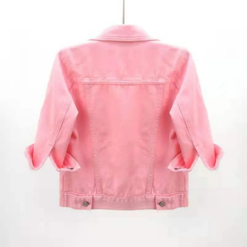 Womens Slim Fit Denim Jacket With Pockets - Various Colors