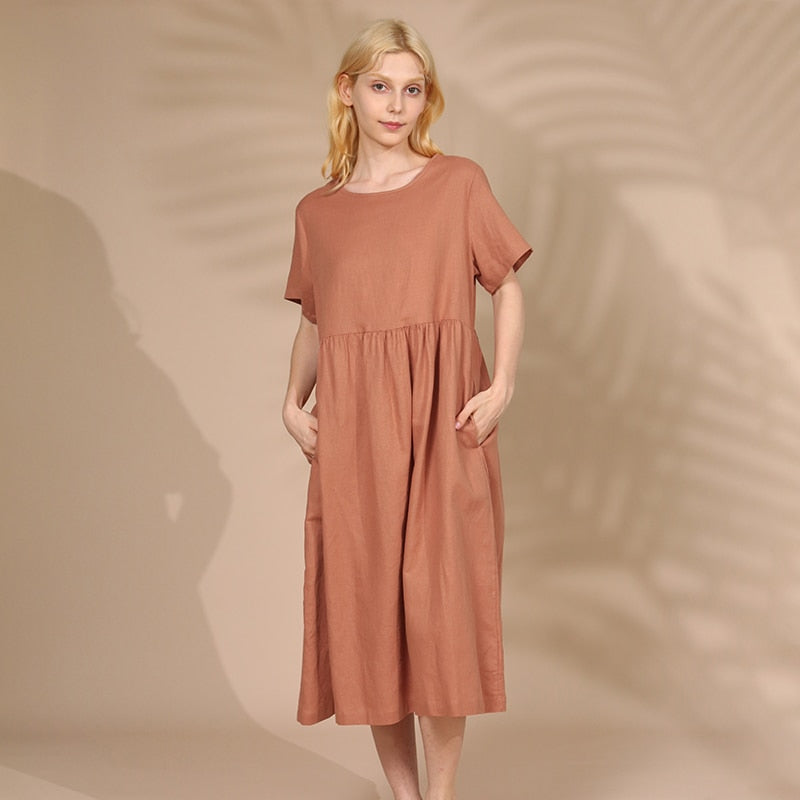 Classic linen dress | retro women's dress with pockets