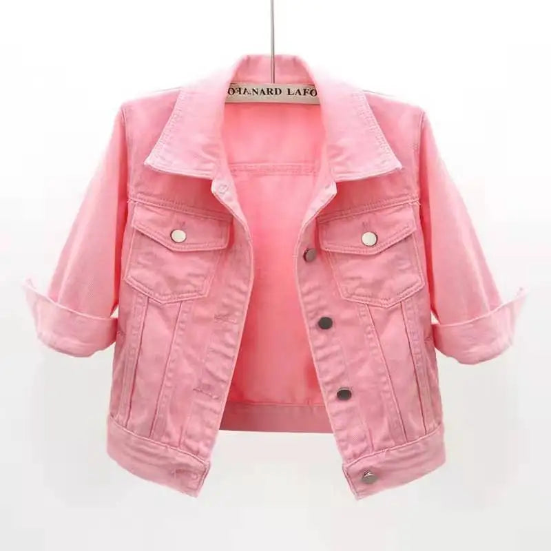 Womens Slim Fit Denim Jacket With Pockets - Various Colors