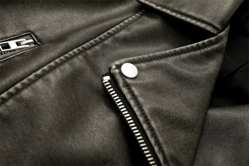 Vintage leather belted jacket for women