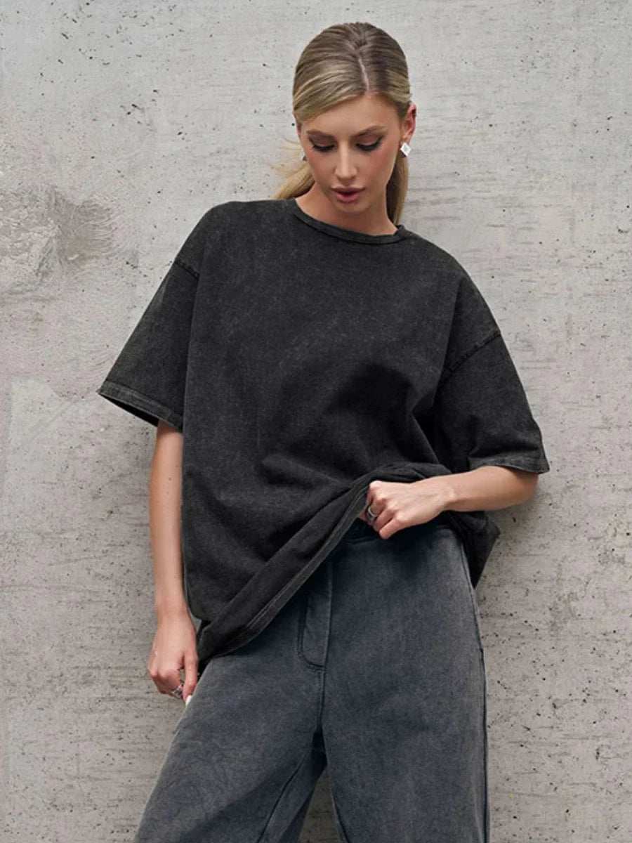 100% Cotton Retro Loose Fit T-shirt For Women - Various Colors