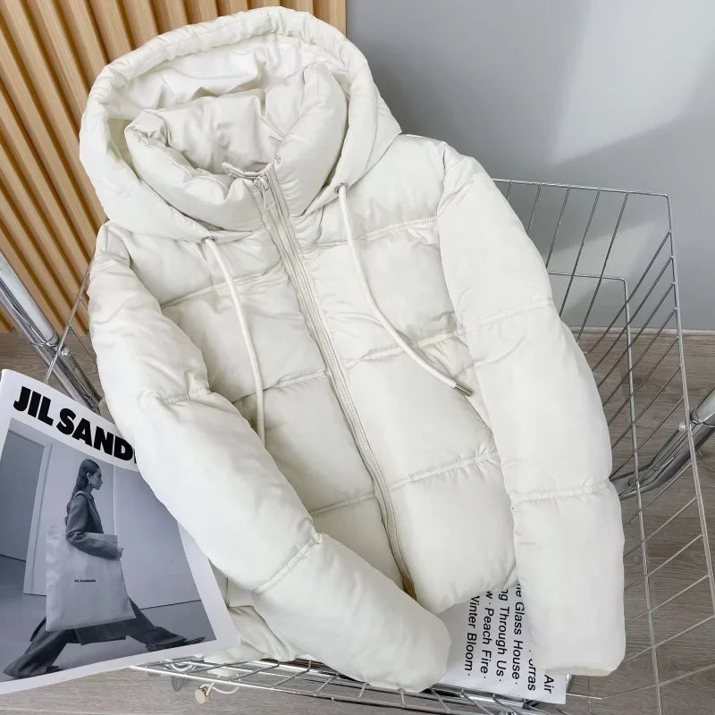 Cold-proof solid parka jacket for women