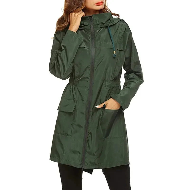 Women's Hooded Lightweight Waterproof Rain Jacket