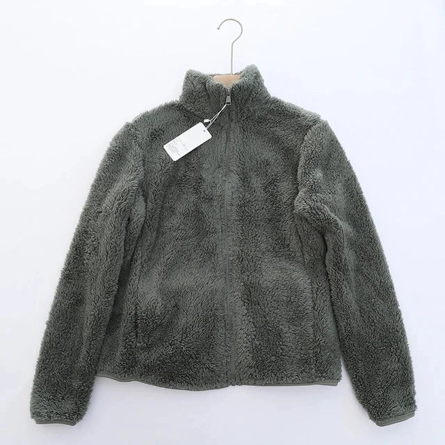 Women's Thick Fleece Zip Jacket with Stand Collar