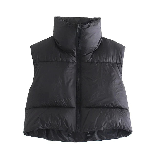 Women's Cotton Parka Jacket with Down Vest and Stand-Up Collar