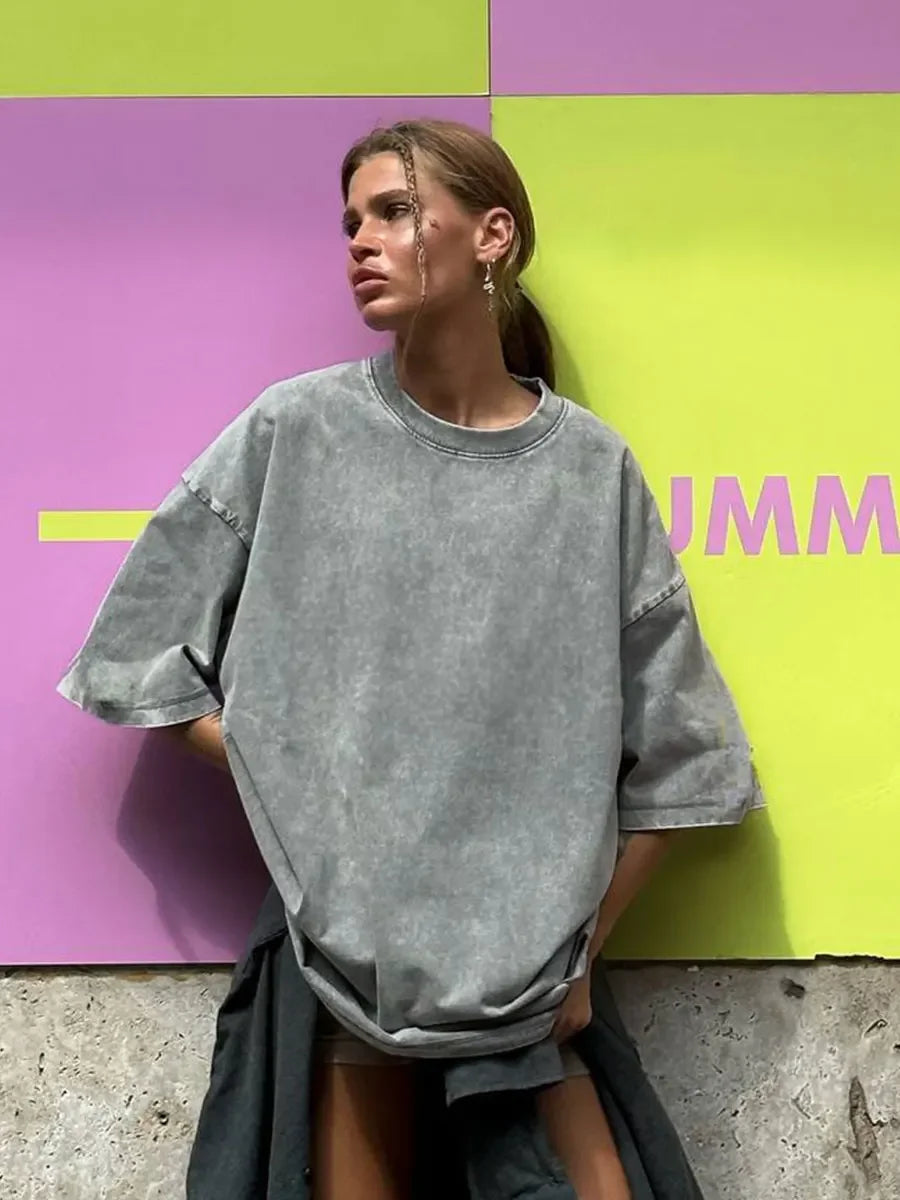 100% Cotton Retro Loose Fit T-shirt For Women - Various Colors