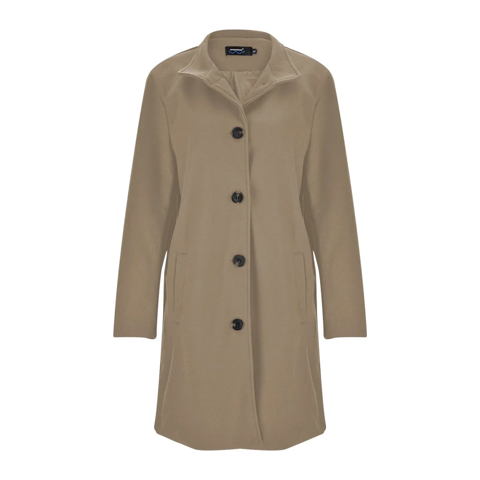 Womens Woollen Lapel Mid Length Coat - Various Colors