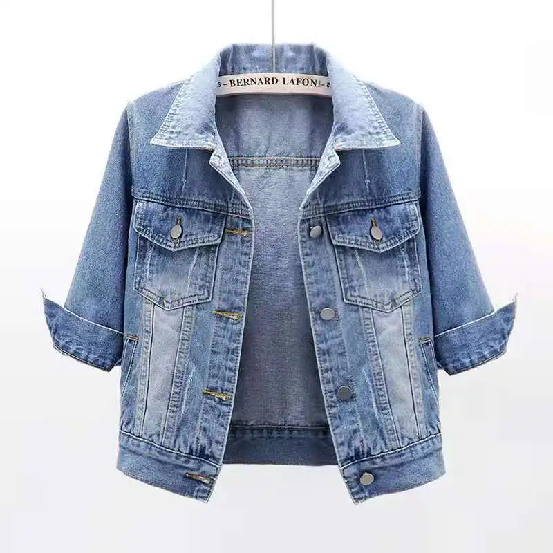 Womens Slim Fit Denim Jacket With Pockets - Various Colors