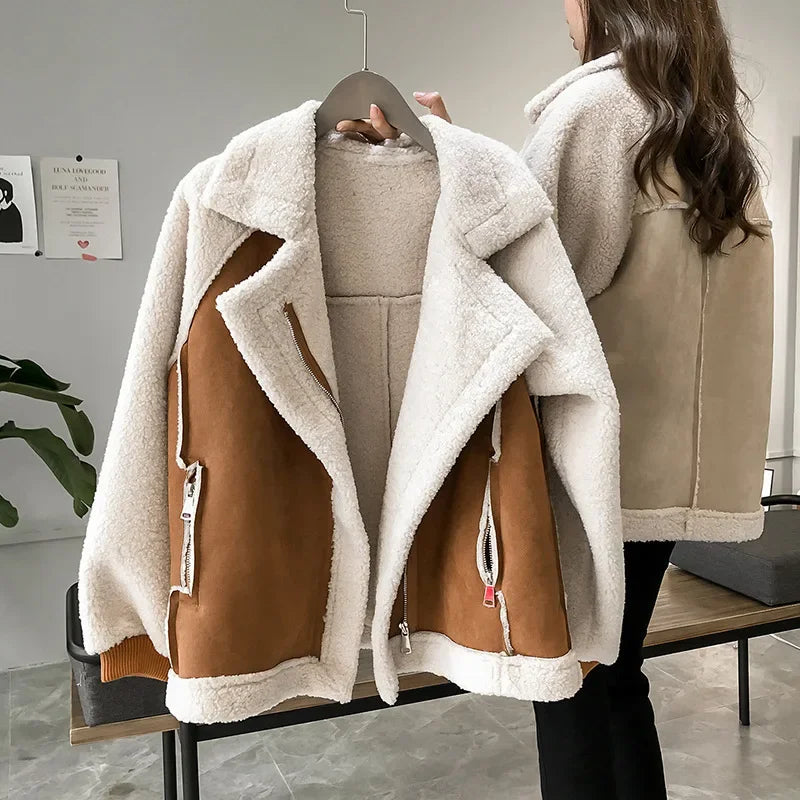 Loose fit plus size bomber jacket for women