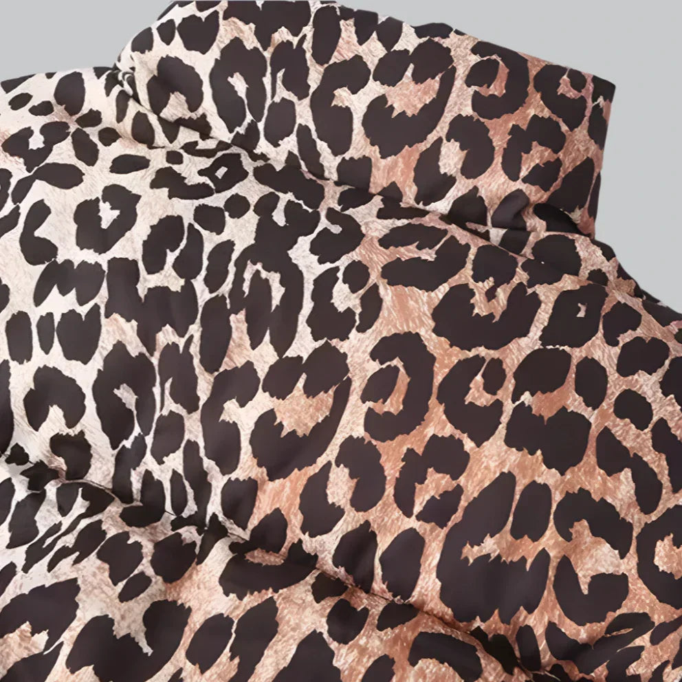 Versatile leopard print padded jacket for women
