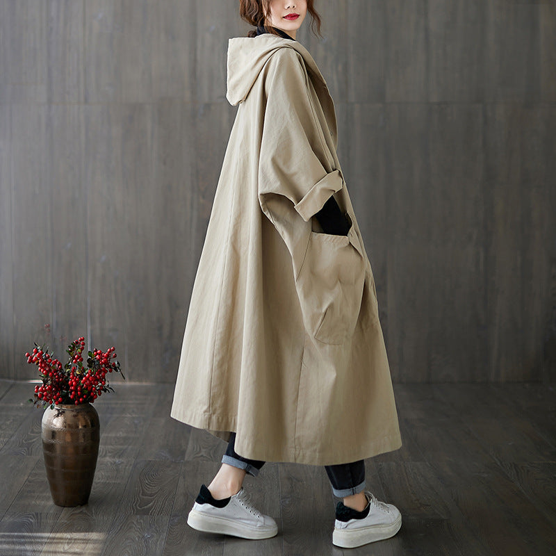 Eulalia | Women's Hooded Long Trench Coat - Stylish & Weather-Resistant