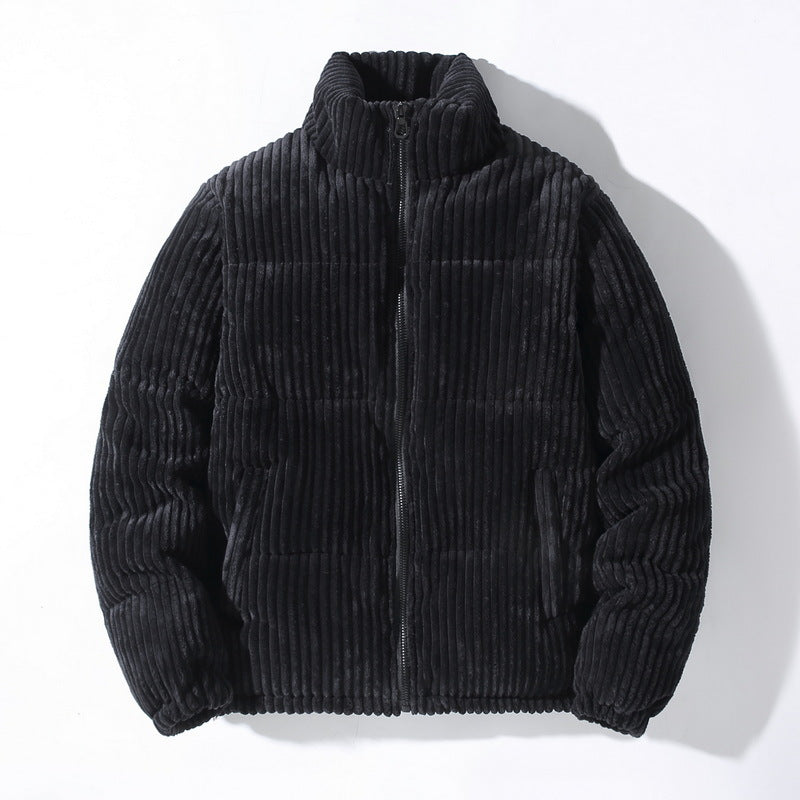 Women's Corduroy Puffer Jacket - High Neck - Quilted Warm Insulated Coat