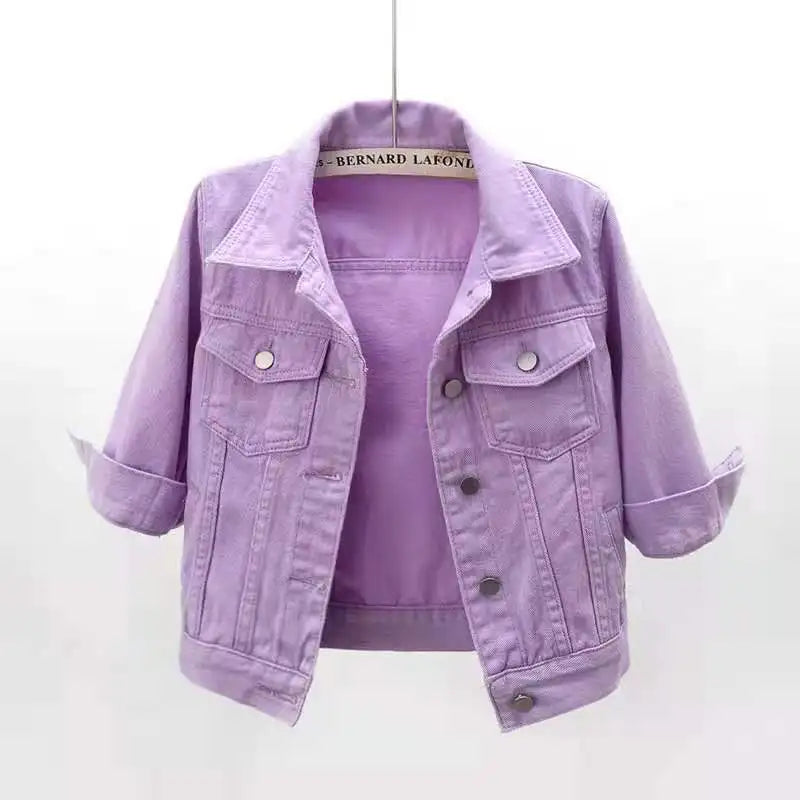 Womens Slim Fit Denim Jacket With Pockets - Various Colors