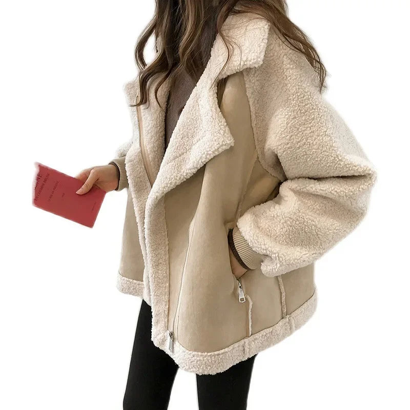 Loose fit plus size bomber jacket for women