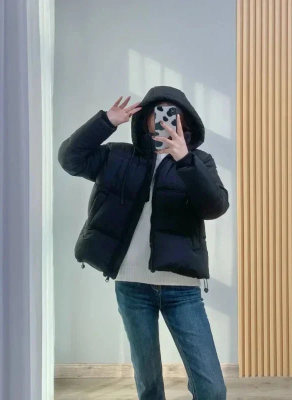 Cold-proof solid parka jacket for women
