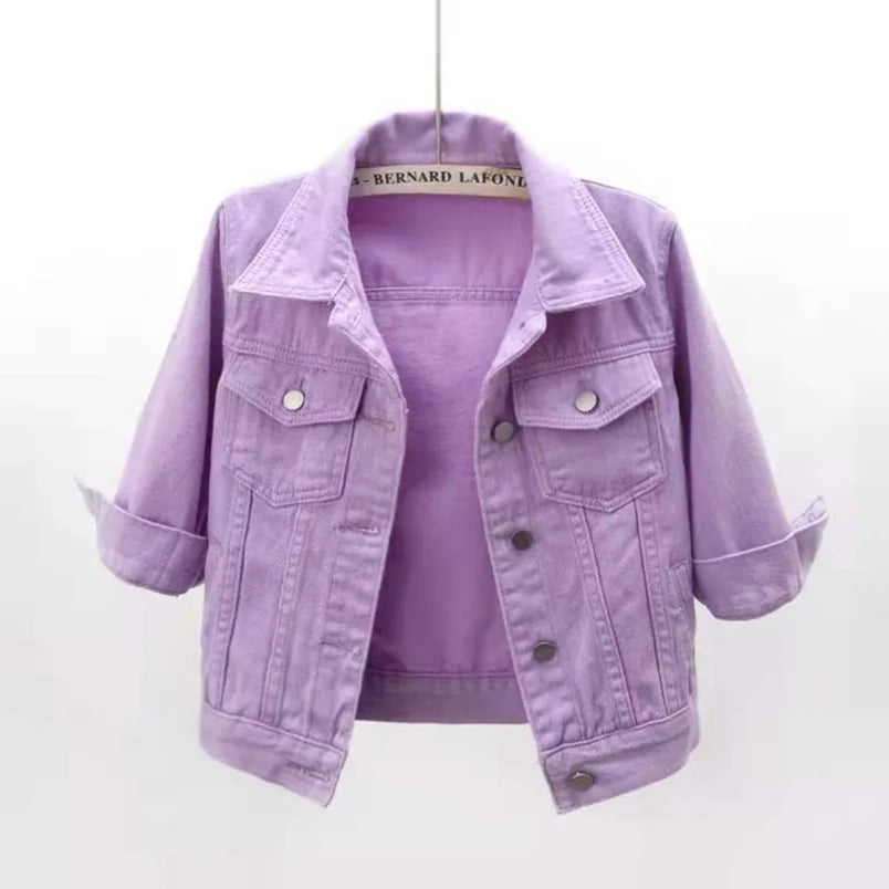 Womens Slim Fit Denim Jacket With Pockets - Various Colors