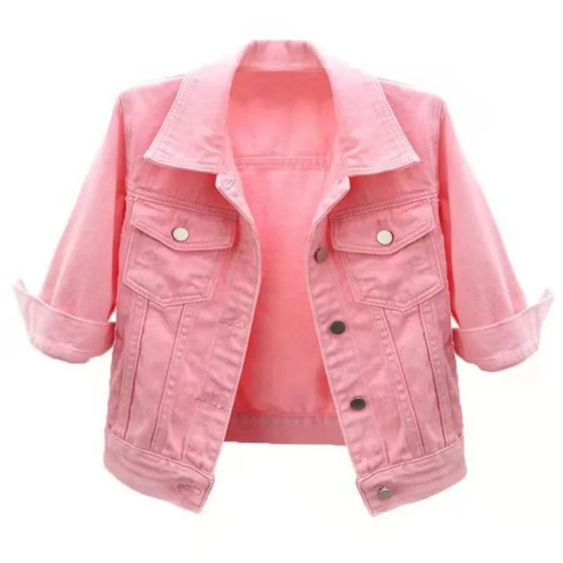 Womens Slim Fit Denim Jacket With Pockets - Various Colors