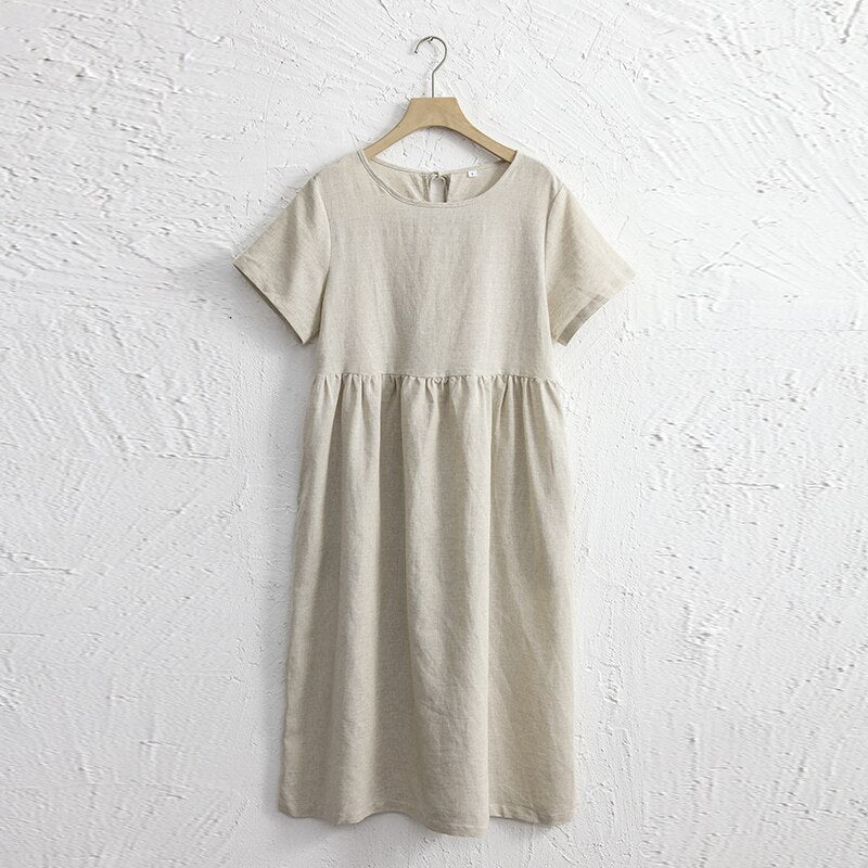 Classic linen dress | retro women's dress with pockets