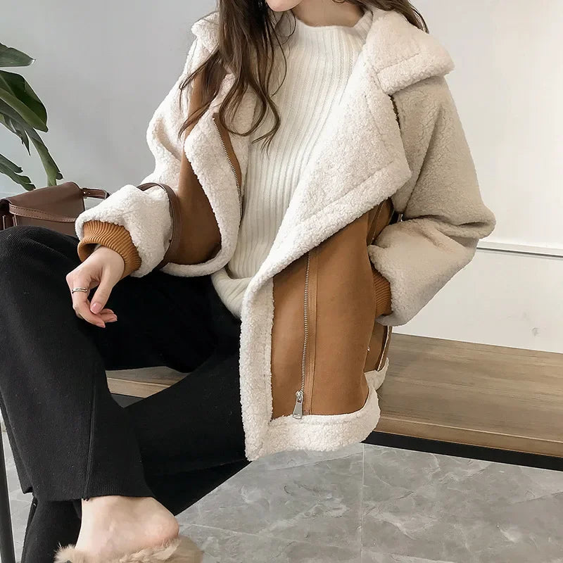 Loose fit plus size bomber jacket for women