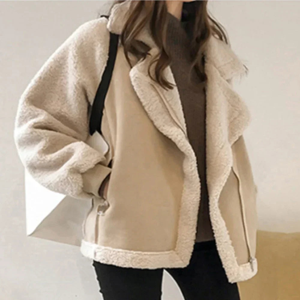 Loose fit plus size bomber jacket for women