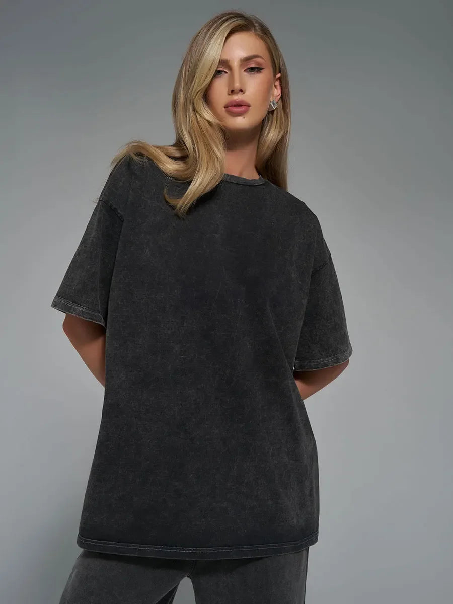 100% Cotton Retro Loose Fit T-shirt For Women - Various Colors
