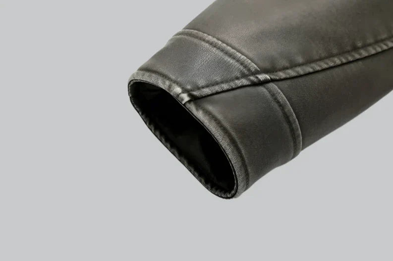 Vintage leather belted jacket for women