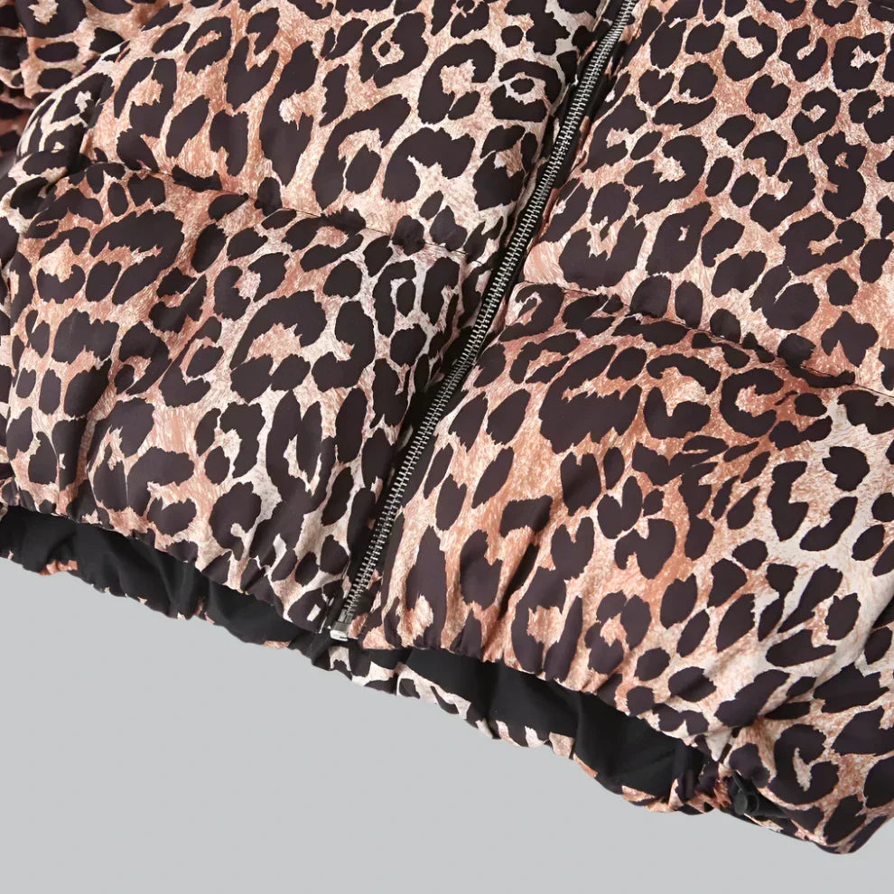 Versatile leopard print padded jacket for women