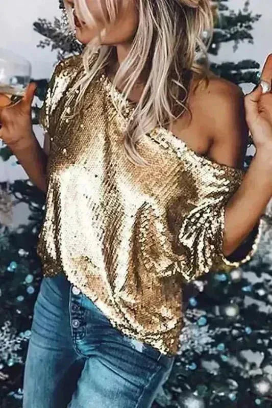 Sequin Off-Shoulder Top