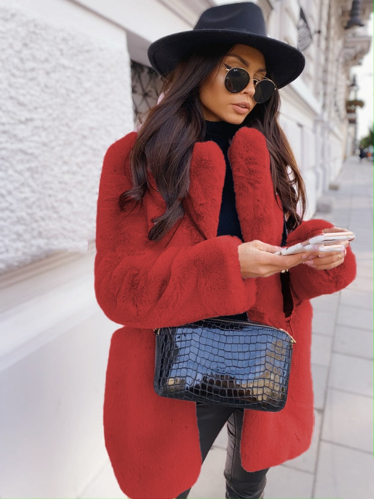 Cozy faux fur winter coat for women