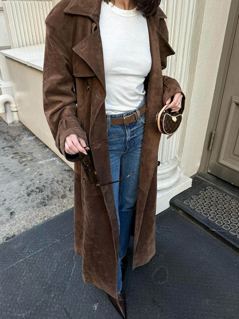 Long classic trench coat for women
