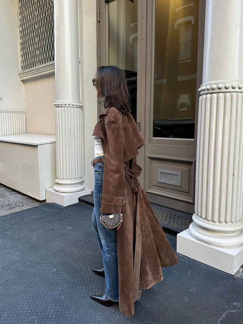 Long classic trench coat for women