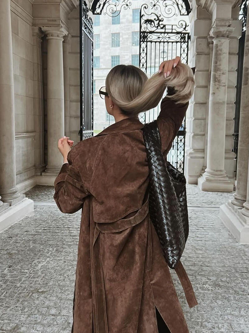 Long classic trench coat for women