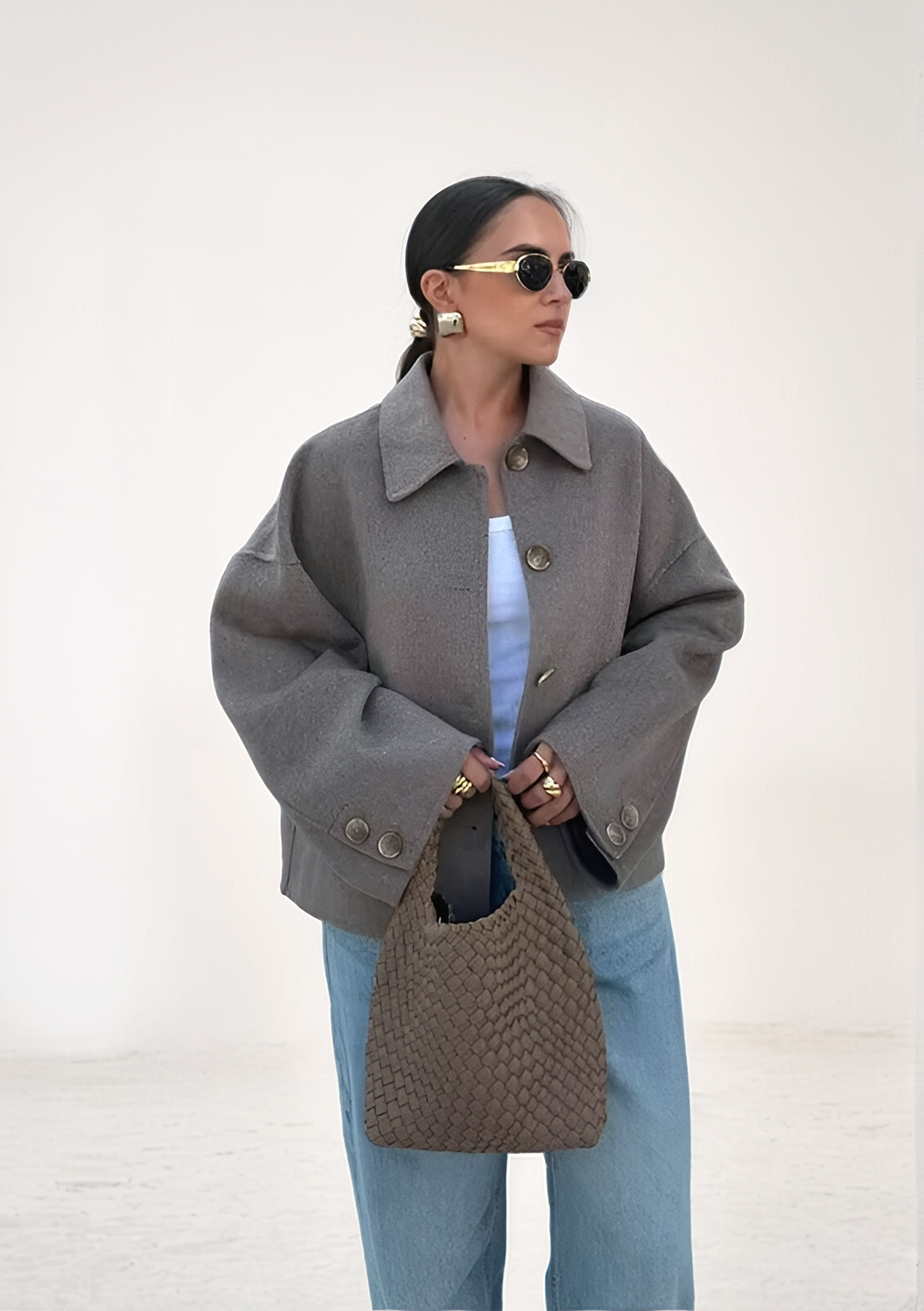 Button-down autumn jacket for women