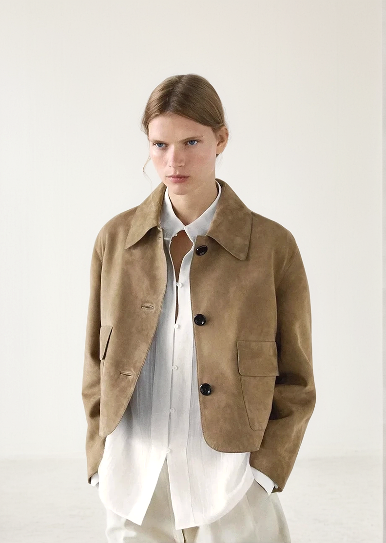 Cropped button-up jacket for women