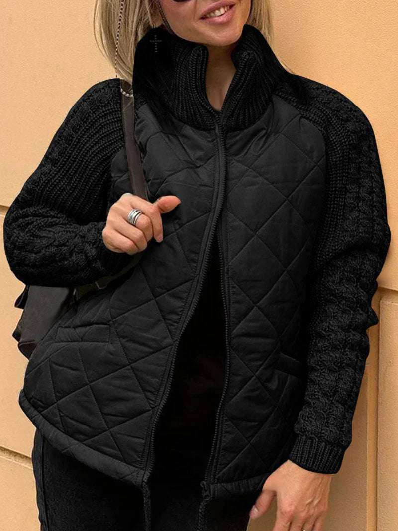 Quilted knit full zip jacket for women