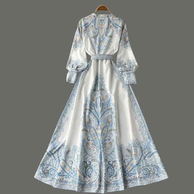 Arabella - A-line dress with floral pattern belt