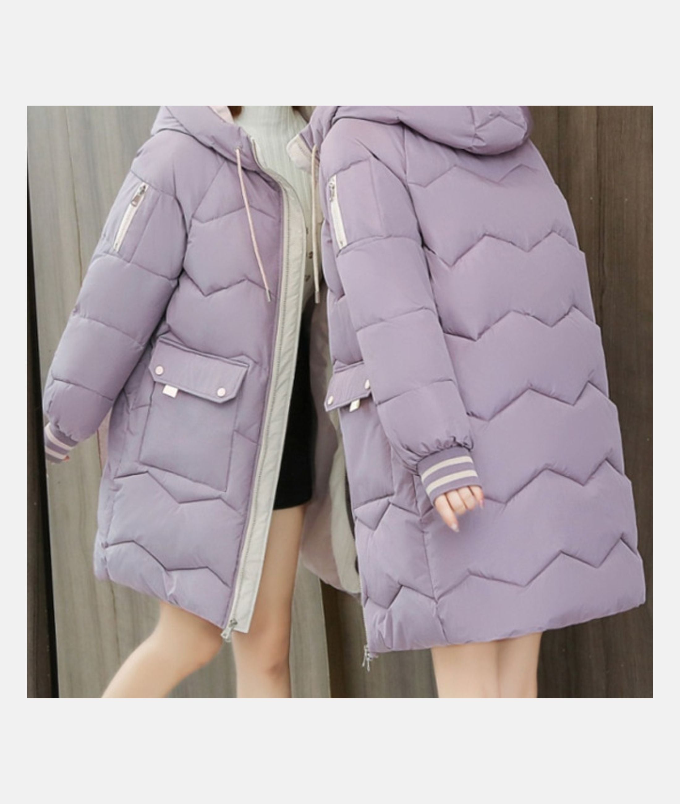 Hoodie drawstring winter coat for women
