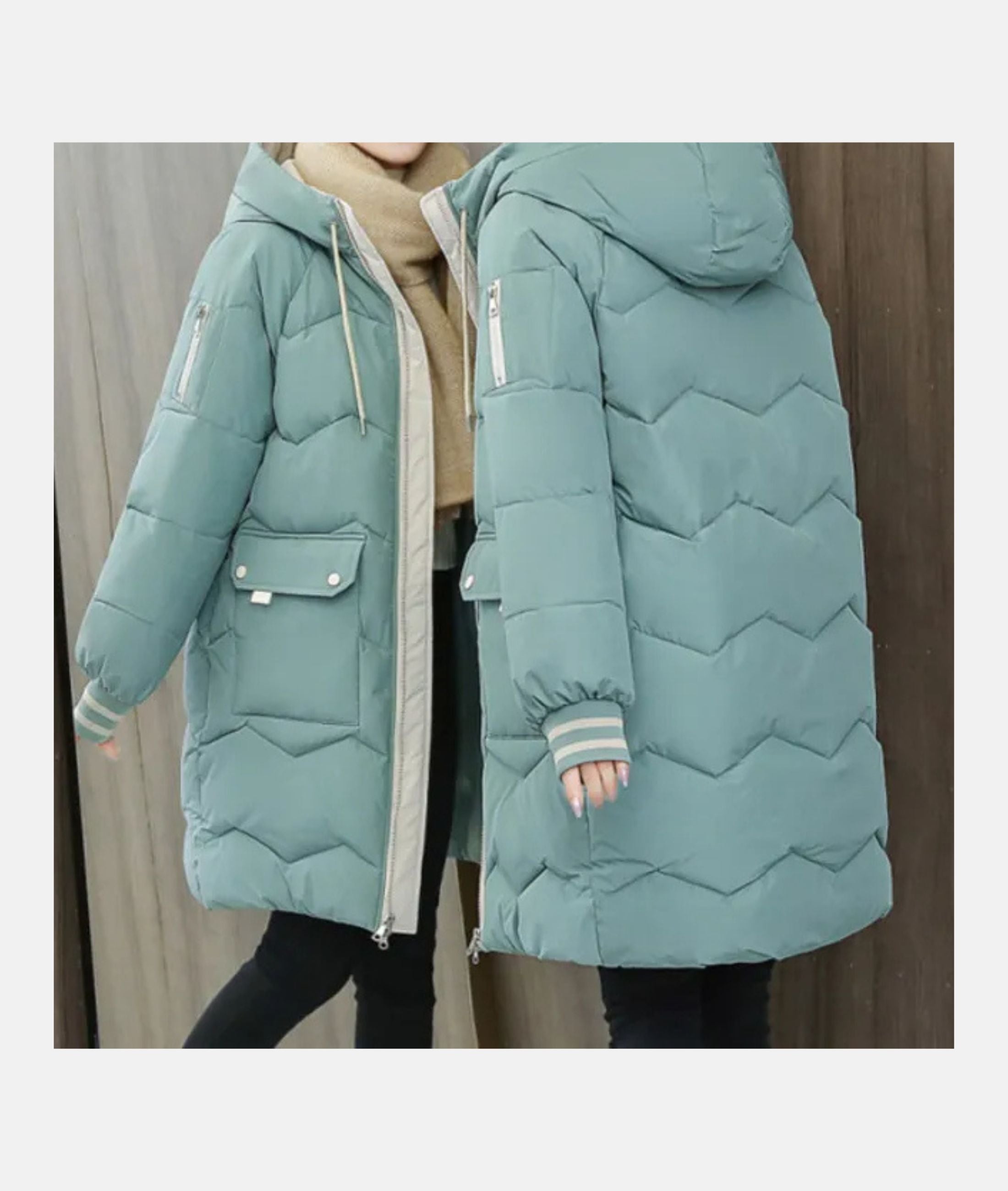 Hoodie drawstring winter coat for women
