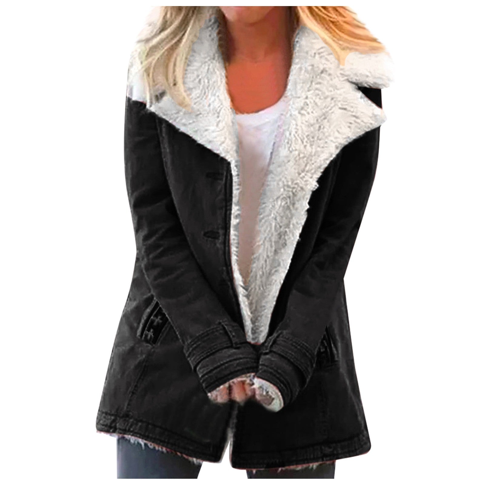 Lapel collar winter jacket for women