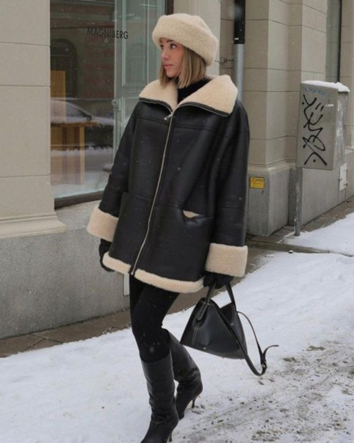 Teddy lined coat for women