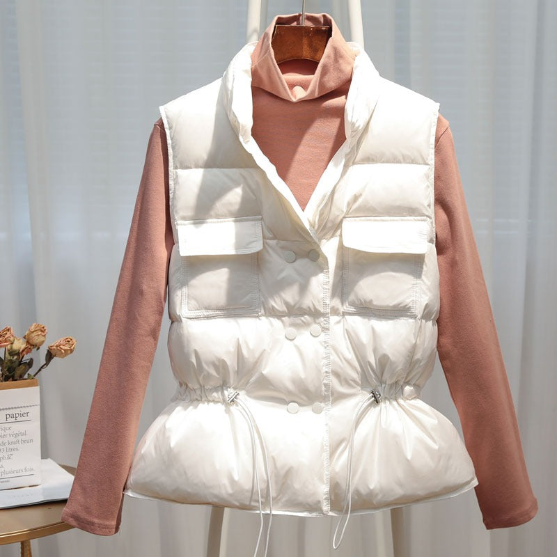 Drawstring gilet vest jacket for women