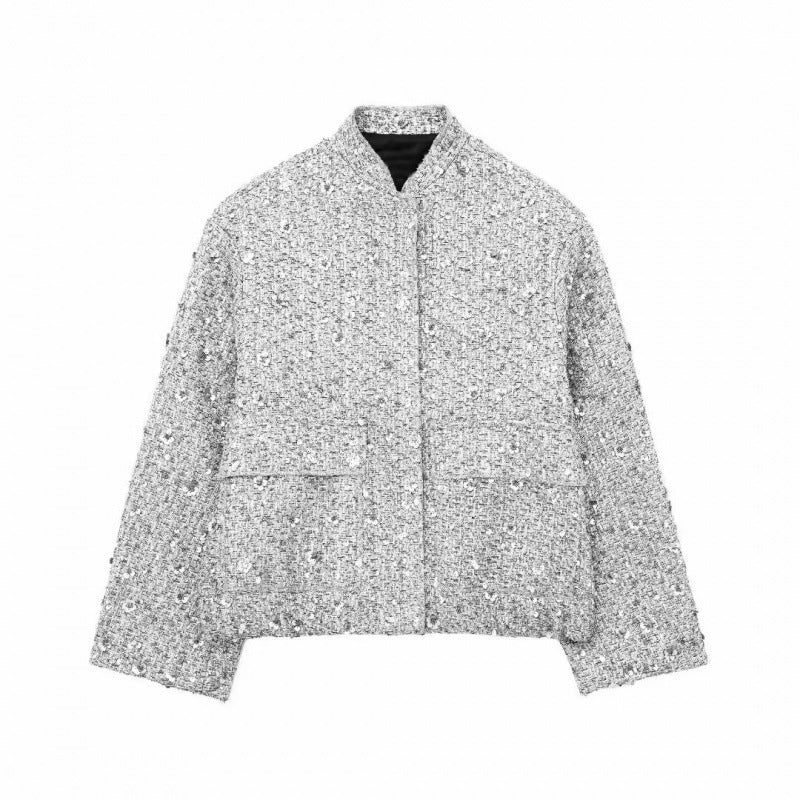 Sequins casual bomber jacket for women