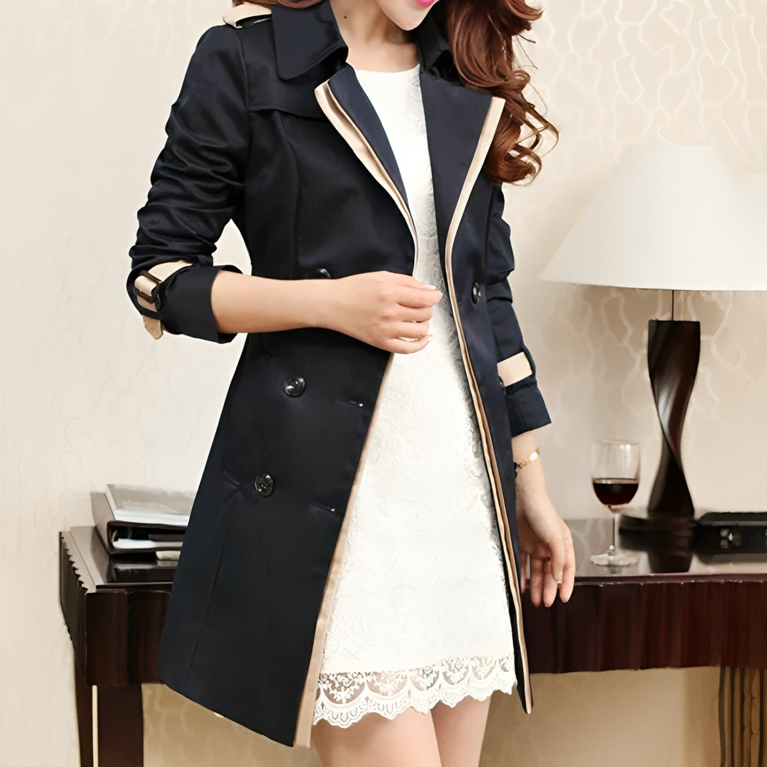 Stylish elegant long trench coat for women