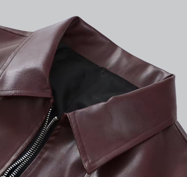 Stylish vintage red leather jacket for women